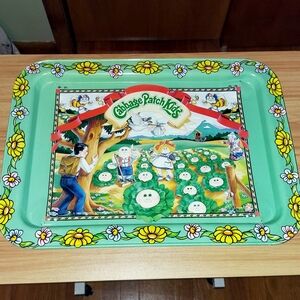 17" Wide Cabbage Patch Kids Green Lap Tray Table with Folding Legs, Rust-Free